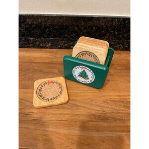 Vintage Hilmark Christmas wreath design coaster set